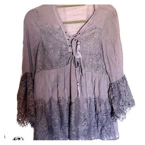 Gray Boho Blouse